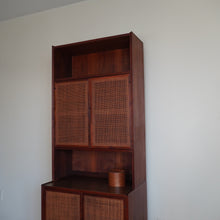 Load image into Gallery viewer, Mid century modern cane wood Jack Cartwright Founders cabinet hutch