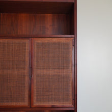 Load image into Gallery viewer, Mid century modern cane wood Jack Cartwright Founders cabinet hutch