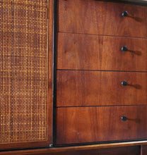 Load image into Gallery viewer, Mid Century Modern Jack Cartwright Founders Wood Cane drawer credenza