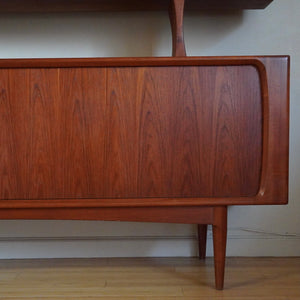 Mid Century Modern Bernhard Pedersen & son BPSM tambour door credenza with hutch