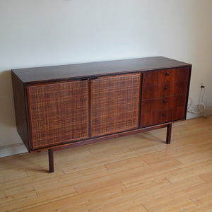 Mid Century Modern Jack Cartwright Founders Wood Cane drawer credenza