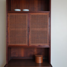 Load image into Gallery viewer, Mid century modern cane wood Jack Cartwright Founders cabinet hutch
