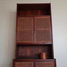 Load image into Gallery viewer, Mid century modern cane wood Jack Cartwright Founders cabinet hutch
