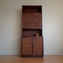 Load image into Gallery viewer, Mid century modern cane wood Jack Cartwright Founders cabinet hutch
