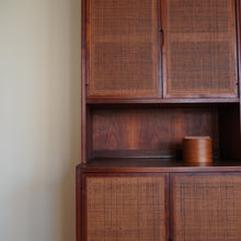 Load image into Gallery viewer, Mid century modern cane wood Jack Cartwright Founders cabinet hutch
