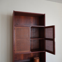 Load image into Gallery viewer, Mid century modern cane wood Jack Cartwright Founders cabinet hutch
