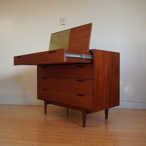 Scandinavian Mid Century Modern Teak Dresser / Vanity by Ib Kofod-Larsen