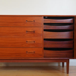 Mid century modern teak small credenza dresser