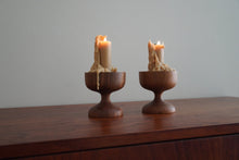 Load image into Gallery viewer, Vintage MCM Japan wood turned candle holders
