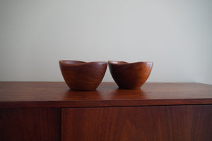 Vintage mid century Thailand teak wood bowl set