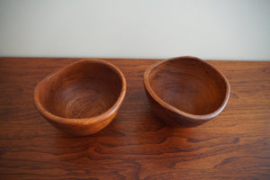 Vintage mid century Thailand teak wood bowl set