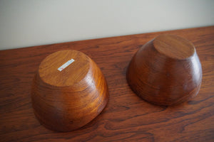 Vintage mid century Thailand teak wood bowl set