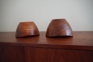 Vintage mid century Thailand teak wood bowl set