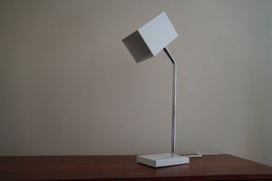 1960s white Robert Sonneman for Kovacs Cube table lamp