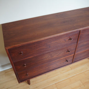 Mid Century Modern wood 6 drawer dresser credenza
