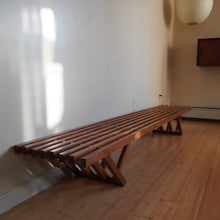 Load image into Gallery viewer, Rare vintage mid century modern long solid teak bench
