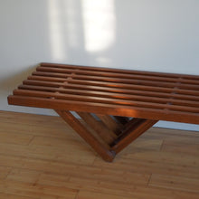 Load image into Gallery viewer, Rare vintage mid century modern long solid teak bench
