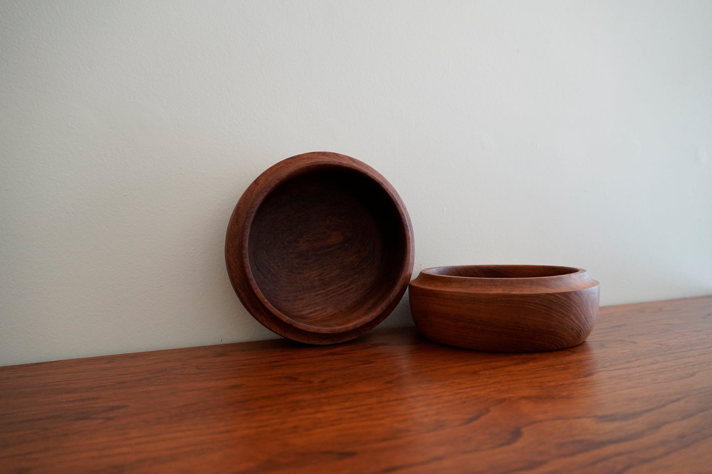 Vintage solid teak wood bowls