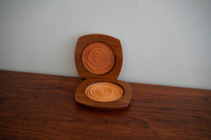 Mid century wood spiral coasters