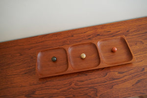 Vintage mcm wood teak tray Thailand