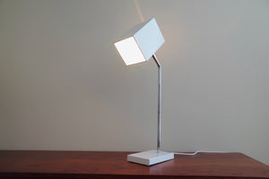 1960s white Robert Sonneman for Kovacs Cube table lamp