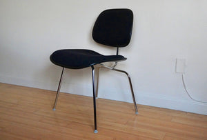 Eames Herman Miller Padded EC-127 DCM Chair Black Fabric